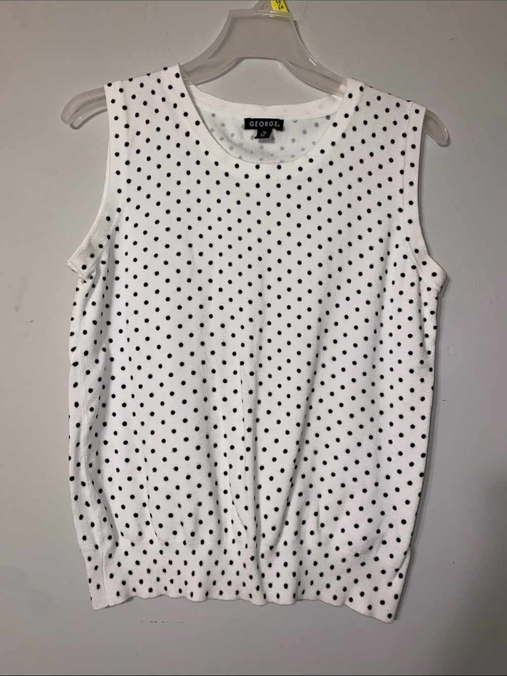 George White Sleeveless Polka Dot Knit Tank